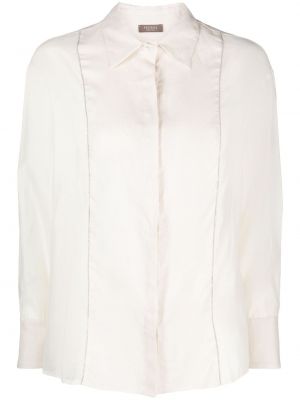 Памучна ленена риза Peserico бяло