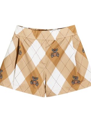 Argyle-mønstret bomull shorts for jenter Burberry Kids beige