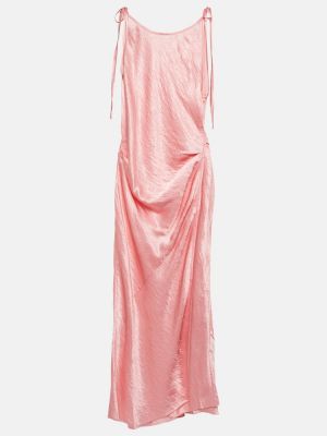Сатенена миди рокля Acne Studios розово