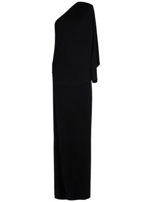 Sukienka długa z kaszmiru Saint Laurent czarna