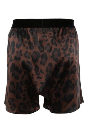 Leopardí hedvábné boxerky s potiskem Tom Ford hnědé