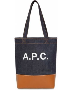 Kožená nákupná taška A.p.c. modrá