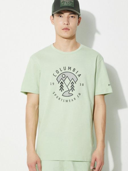 Хлопковая футболка с принтом Columbia зеленая