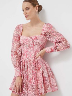 Мини рокля Bardot розово