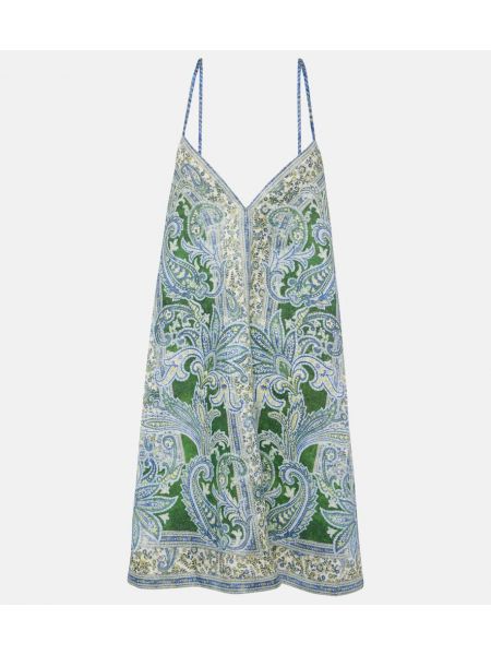 Vestito di lino paisley Zimmermann blu