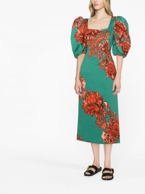 Sukienka w kwiatki z nadrukiem La Doublej zielona