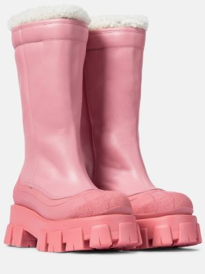 Kožené kotníkové boty Prada růžové