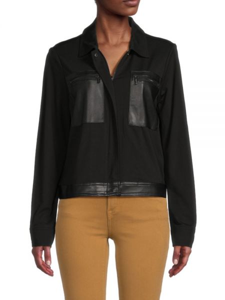 Кожаная куртка на молнии из искусственной кожи Calvin Klein черная