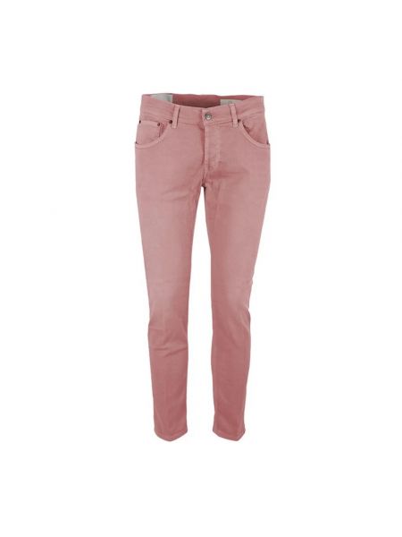 Jeansy skinny bawełniane z kieszeniami Dondup różowe