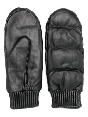 Ватирани кожени ръкавици Samsøe Samsøe черно
