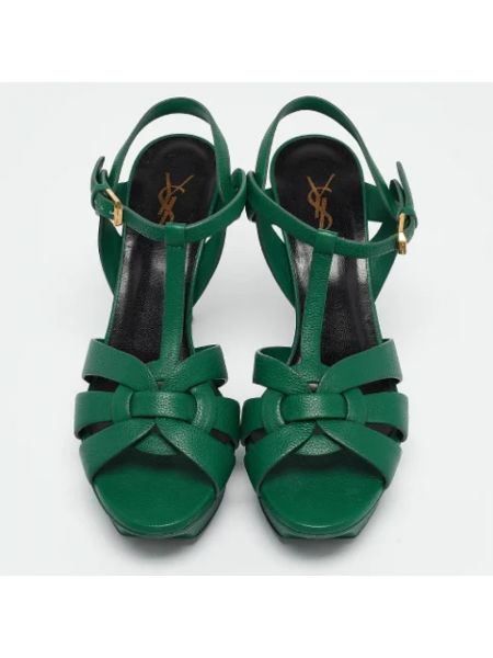 Sandalias de cuero retro Yves Saint Laurent Vintage verde