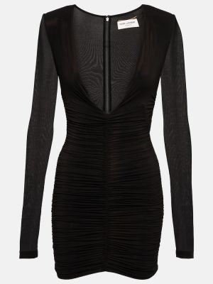 Mini vestido de tela jersey Saint Laurent negro