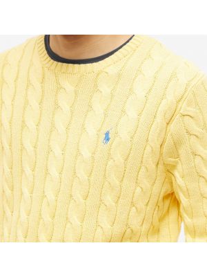 Трикотажный хлопковый свитер с круглым вырезом Polo Ralph Lauren желтый