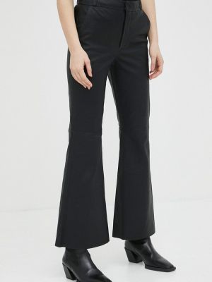 Kožené kalhoty s vysokým pasem By Malene Birger černé