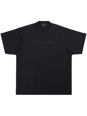 Oversize тениска бродирана Balenciaga черно