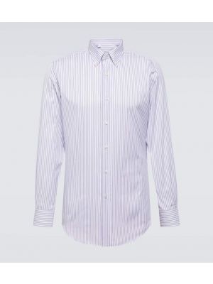 Camisa de algodón a rayas Brioni blanco