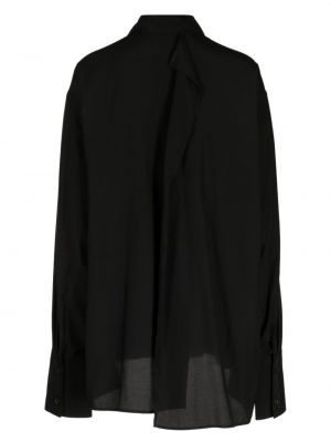 Caurspīdīgs krekls ar drapējumu Yohji Yamamoto melns
