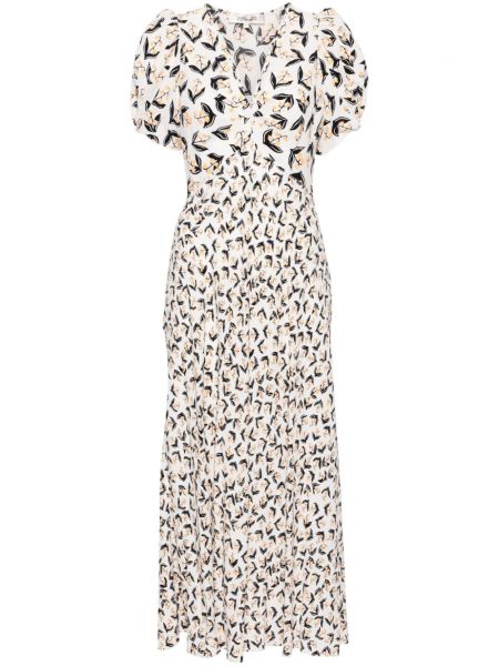 Midi obleka s cvetličnim vzorcem s potiskom Dvf Diane Von Furstenberg bela