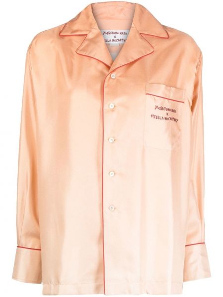 Raštuota šilkinė marškiniai Stella Mccartney oranžinė