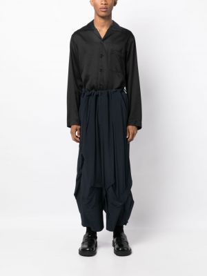 Plisované kalhoty relaxed fit Yohji Yamamoto modré