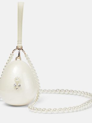 Clutch torbica sa perlicama s kristalima Simone Rocha bež