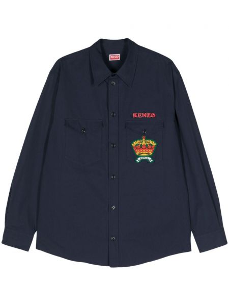 Памучна риза Kenzo синьо