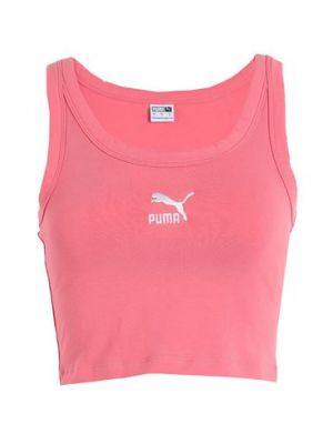 Crop top di cotone Puma rosa