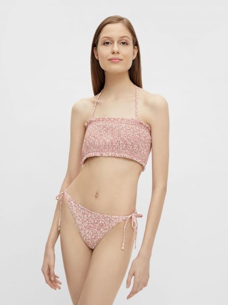 Bikini s cvetličnim vzorcem Pieces roza