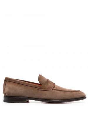 Loafers i mocka Santoni brun