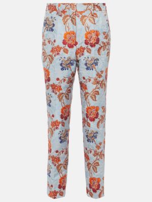 Жакардови прав панталон на цветя Etro синьо