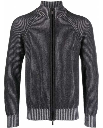 Кашмирен пуловер с цип Moorer сиво