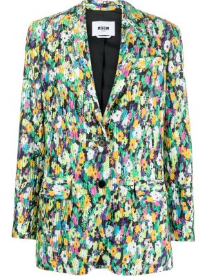 Plissert trykt floral lang blazer Msgm grønn