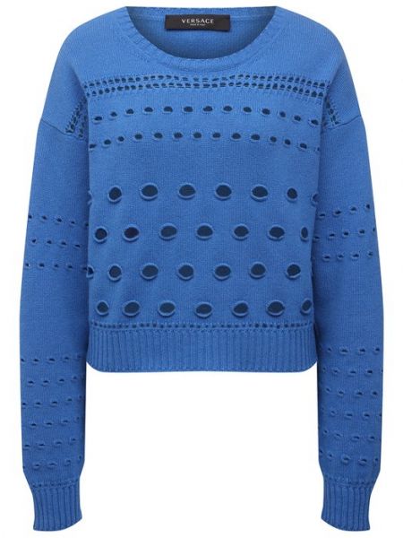 Кашемировый шерстяной свитер Versace синий