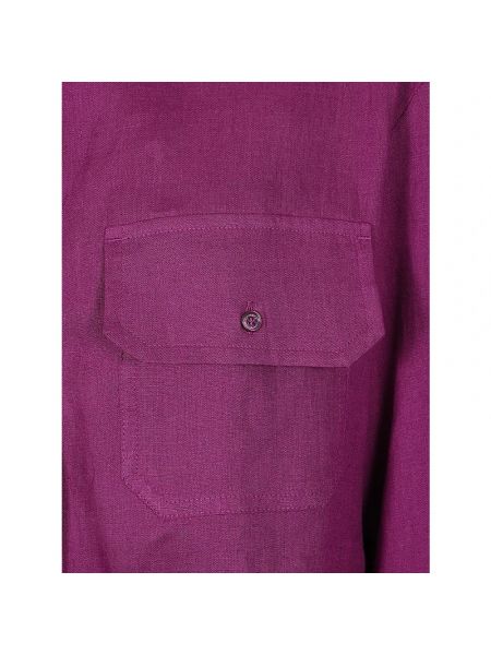Camisa de lino con bolsillos Max Mara Weekend violeta