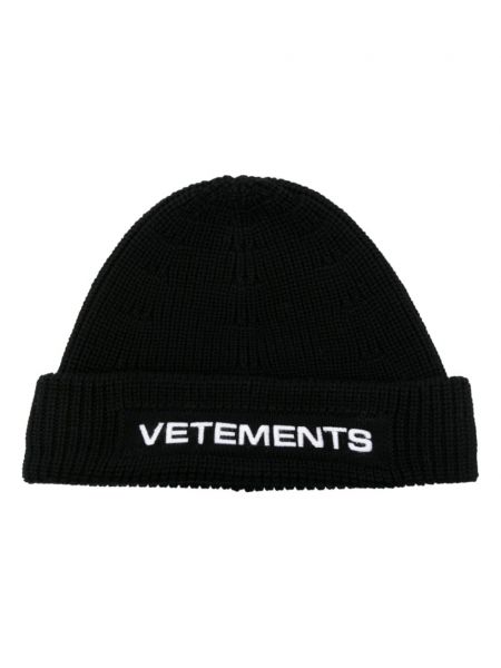 Cepure ar izšuvumiem merino Vetements melns
