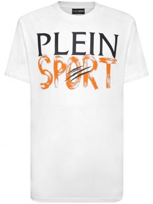 T-shirt en coton à imprimé Plein Sport blanc