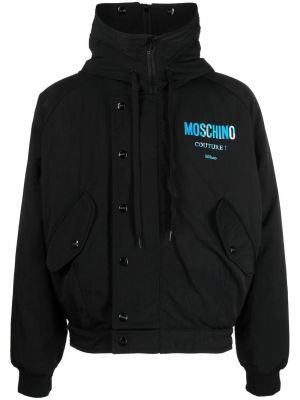 Jacke mit kapuze mit print Moschino schwarz