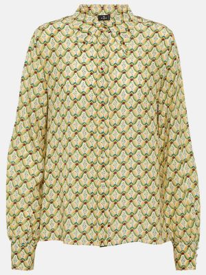 Camisa de seda de flores de crepé Etro verde