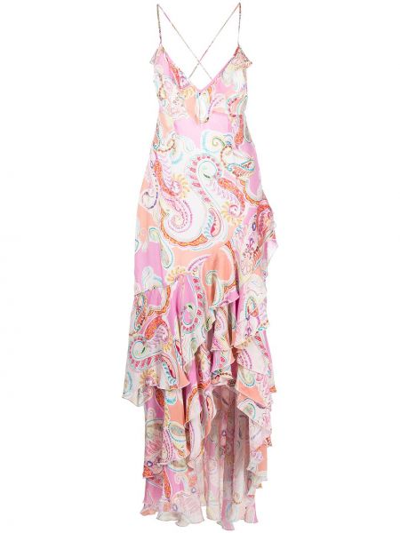 Paisley ruffle trykt dress Milly rosa