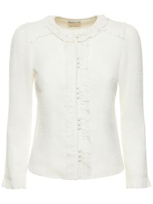 Блуза с волани с дълъг ръкав Isabel Marant бяло
