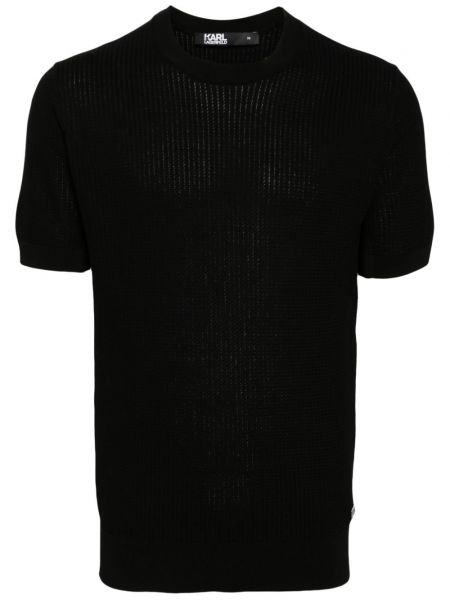 Плетен пуловер Karl Lagerfeld черно