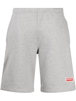 Shorts de sport en coton à imprimé Kenzo gris