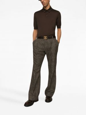 Šilkinis polo marškinėliai Dolce & Gabbana ruda