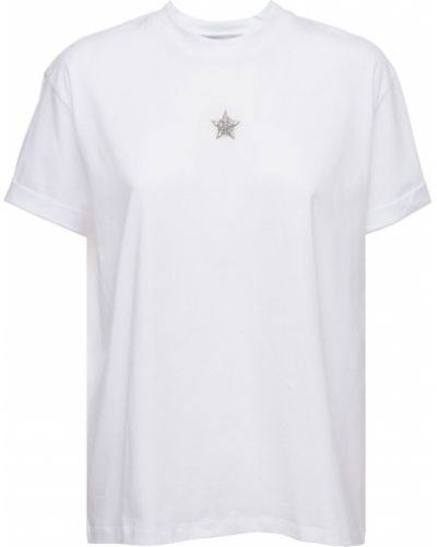 Krištáľové džerzej bavlnené tričko Stella Mccartney biela