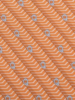 Jedwabny krawat żakardowy Ferragamo pomarańczowy