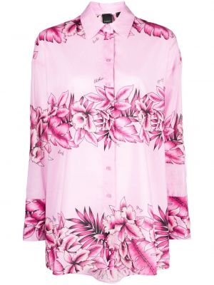 Kokvilnas krekls ar ziediem ar apdruku Pinko rozā