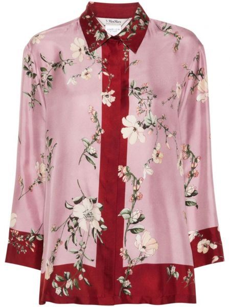 Zīda krekls ar ziediem ar apdruku 's Max Mara rozā