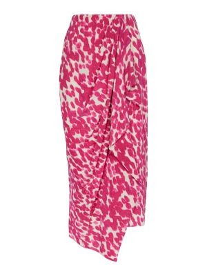 Hedvábné midi sukně s potiskem Isabel Marant - růžová