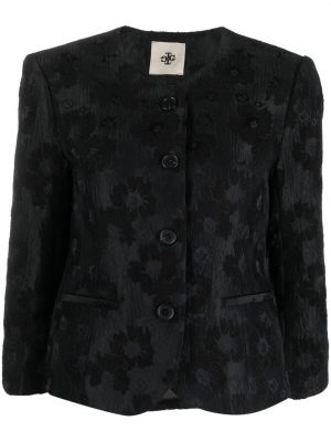 Kvetinová bavlnená bunda s potlačou The Garment čierna