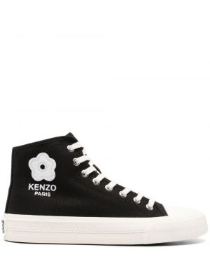 Haftowane sneakersy w kwiatki Kenzo czarne